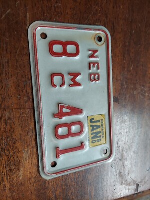 tenne様 1990 Nebraska MOTORCYCLE license plate # 8 - 481 hall ag | eBay
