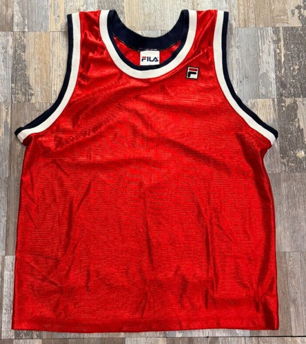Fila, Vintage Fila Basketball 80's Logo Jersey Tank Top Logo NBA Made In USA Size L