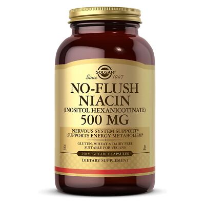 Solgar No-Flush Niacin 500 mg Vitamin B3 Inositol Hexanicotinate 250 Vcaps