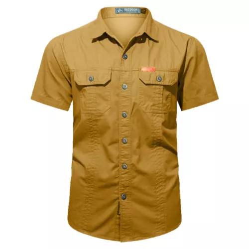 Hombres Camisas de Verano Camisas de Manga Corta Informales Camisa de Playa con Botones con Bolsillo - Imagen 53 de 54
