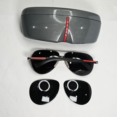 Prada Sunglasses Black Pilot Gunmetal Grey PS58US SPS 58U