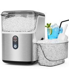 Nugget Ice Makers Countertop 35Lbs/Day, Pellet Ice Maker Machine with Self-Clean