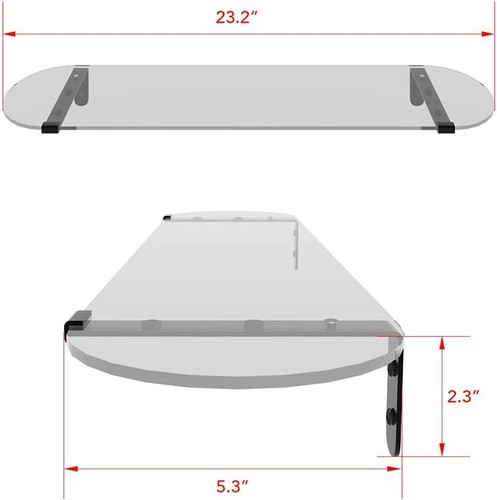 Tempered Glass Bathroom Shelves Wall 5.3"D x 23.2"W x 2.3"H, Clear Coffee - Afbeelding 3 van 9