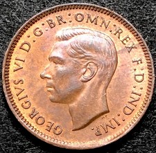1942 FARTHING-WREN FARTHING - KING GEORGE VI-BRITISH BRONZE COIN-LOWEST MINTAGE