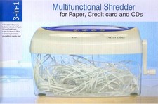 3-IN-1 HAND CRANK PAPER DOCUMENT SHREDDER FOR A4 PAPER / CREDIT / CARDS / CDS