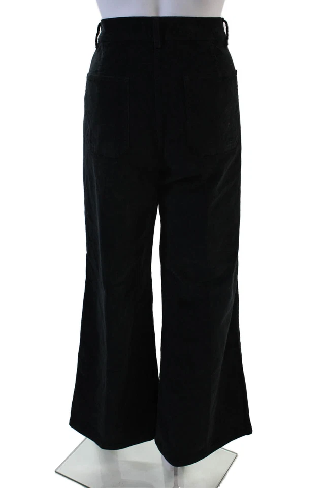 Pantalones de mujer Nili Lotan negros años 90 cierre de botones mezcla de algodón talla 12 Foto 3 de 4