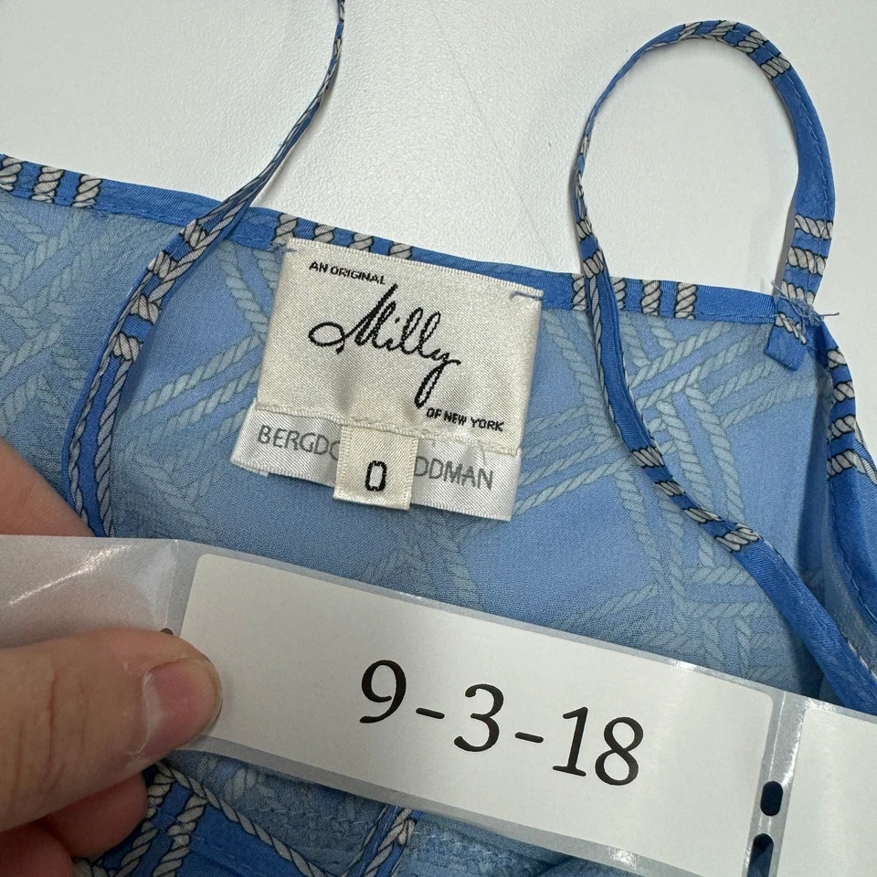 Regata Milly Bergdorf Goodman Feminina 0 Estampa de Diamante Azul Seda Vintage - Imagem 3 de 4