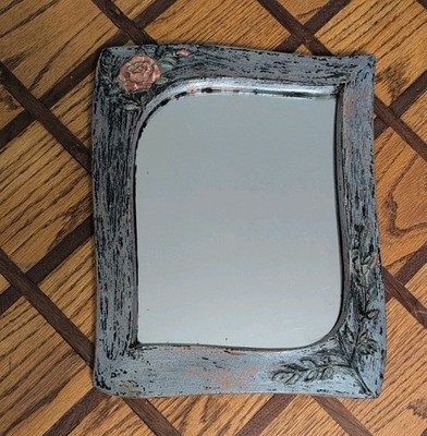 19th Century Press wood Rose Mirror Framed 10 In By 12 In