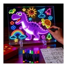 GlowBoard LED Drawing Board, Light Up Message Board with 7 Colors, 13.7"x10" ...