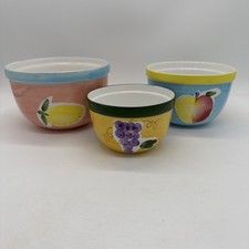 Lilian Vernon Set of 3 Fruit Serving Mixing Bowls Decorative Patterns