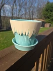 Vintage MCCOY Pottery ICICLE DRIP Flower Pot Planter TURQUOISE BLUE
