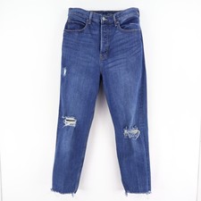 Old Navy Jeans Womens Size 12 Blue Cotton Blend High Rise Straight Distressed