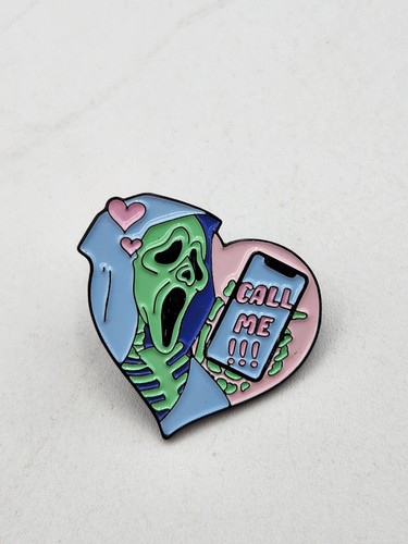 Scream Ghostface Skeleton Horror Call Me Heart Pin Halloween Scary Movie Enamel - Picture 1 of 2