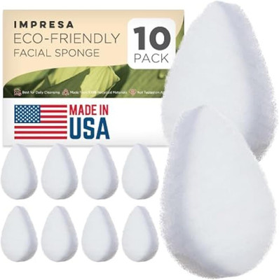 Impresa [10 Pack] Facial Sponges for Cleansing and Exfoliating - Natural Facial 