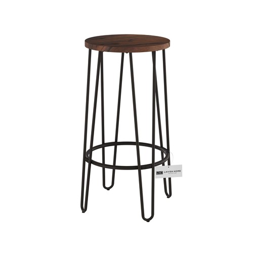 Set of 2 Counter-Height Bar Stools - 29.5" Round Wood Barstools with Hairpin ... - 第 3/3 張圖片