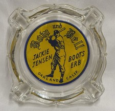 Vintage Bow and Bell Jackie Jensen Boots Erb Oakland California Glass Ashtray