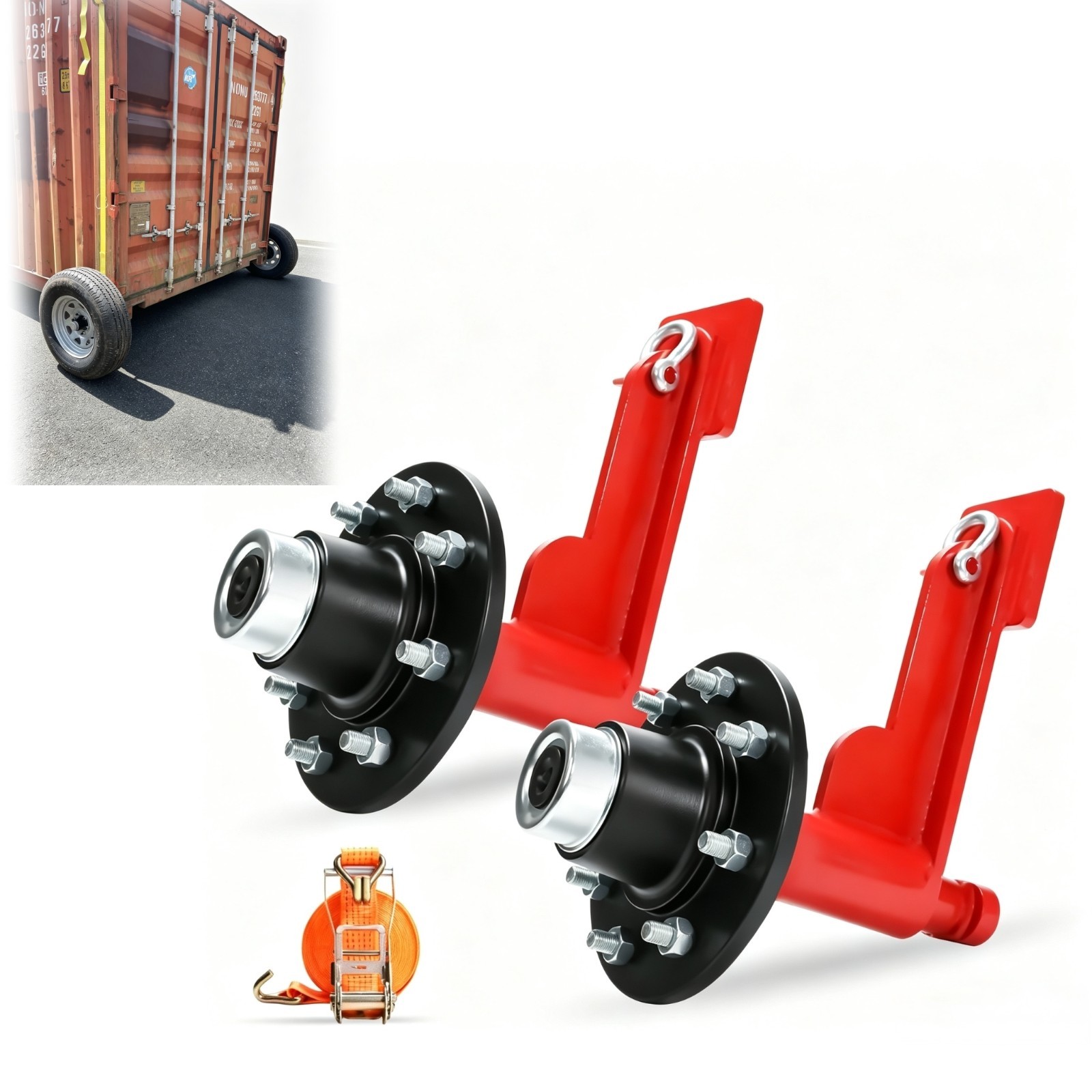 8-Lug Shipping Container Wheel Kit, 8800lbs for 20ft 40ft Empty Containers,2Pack