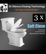 1M Family Toilet Seat Quick Releasing Standard Elongated, Toddler Seat Built In