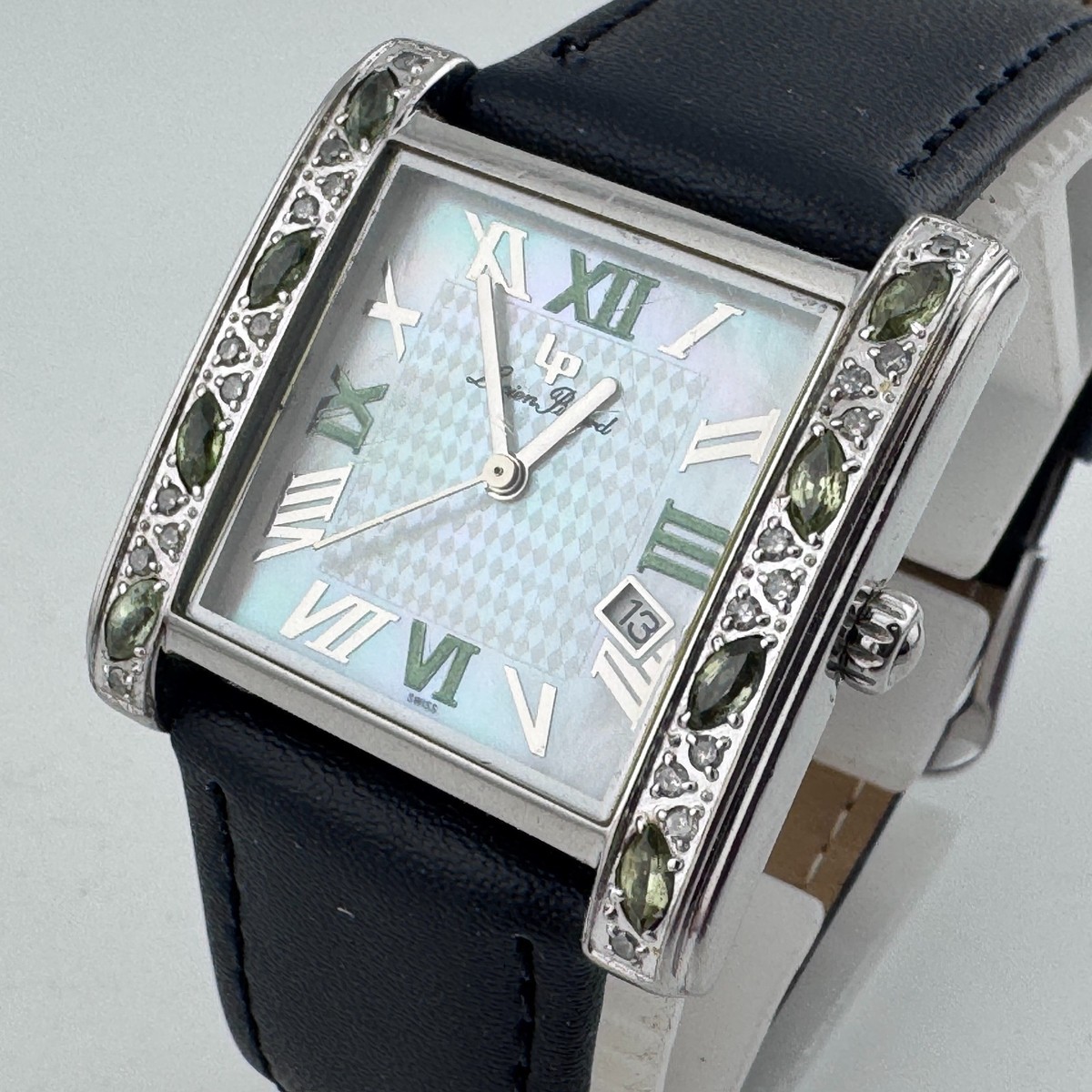 Lucien Piccard Diamond Dial Stainless Steel Case and Teal Strap Watch Lucien Piccard Ladies Diamond  main image 3