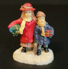 St. Nicholas Square Christmas Village Brother and Sister Walking Gifts Children