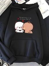Men's  Women's Oversized Cute Anime Bear Couple Print Hoodie - Kawaii Manga Sty