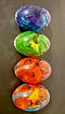 Resin Dragon Eggs Fantasy Figurines – 4" Each (Set of 4 ) Lava, Ocean, Earth