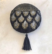 Peacock Beaded Clutch Bag With Rope Strap, Vintage Inspired, Party