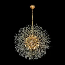 Luxe Starburst Gold Crystal Chandelier 32"