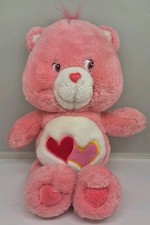 2002 Love-A-Lot Bear Care Bears Pink Two Hearts Plush Toy 13  Vintage