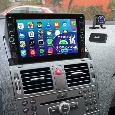 DAB Carplay 128GB Android 15 Autoradio Navi für Mercedes Benz C Klasse W204 S204