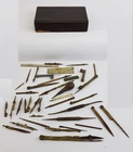 Vintage Bundle Brass Architecture Drafting Tools Dividers Set 19th C Wood Box