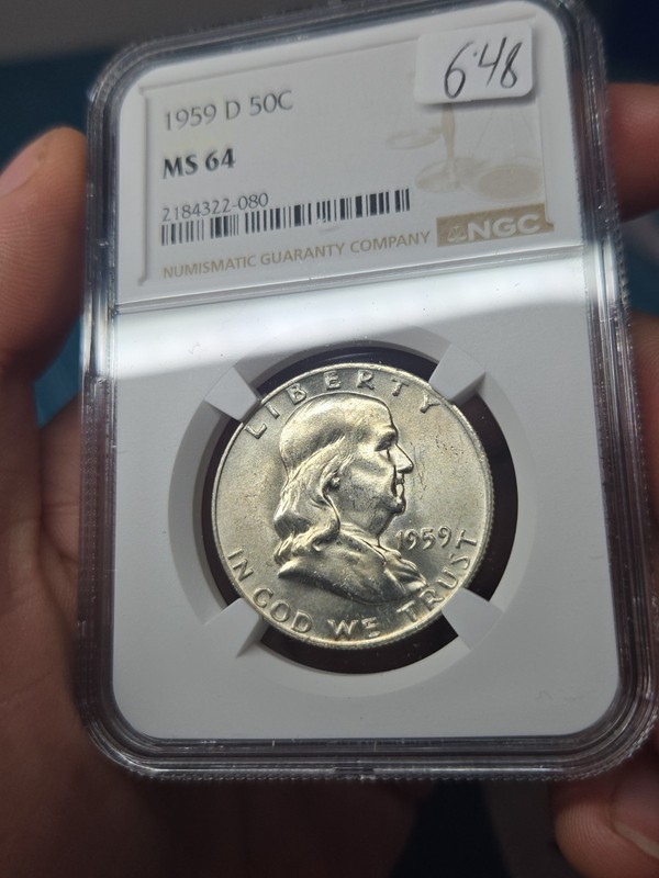 1959-D Franklin Half Dollar, NGC MS-64