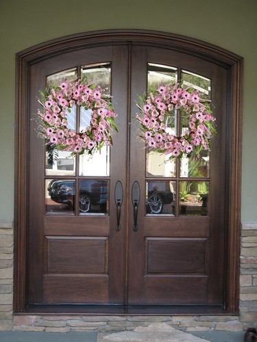 24 Inch Artificial Pink Floral Spring Wreath For Front Door Porch Outdoor Decor - Picture 6 of 9