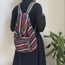 Vintage 90s multicolor woven boho backpack