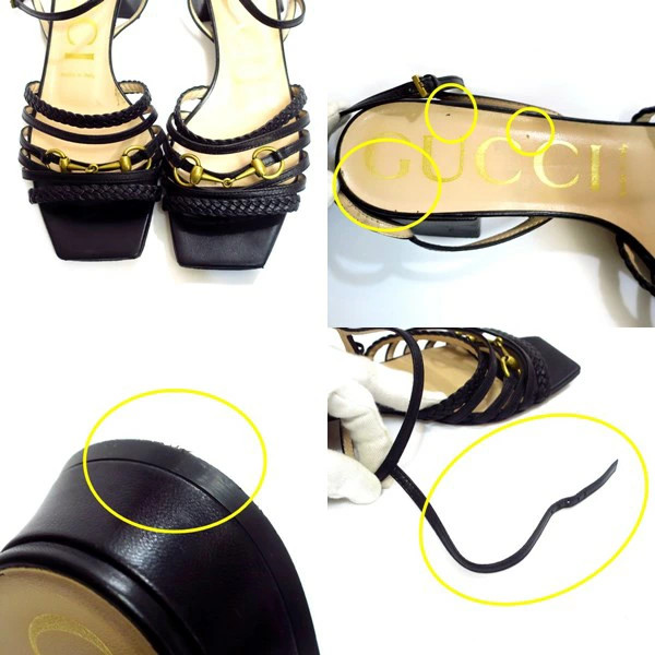 GUCCI Horsebit Strap Leather Sandals #36 1/2 Approx. 23.5cm [ Yokohama Konan Sto thumbnail 7