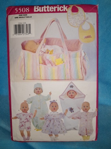 Butterick 5508 Pattern Clothes Baby Doll 15" To 16" Dress Romper Bib Diaper Bag - Afbeelding 1 van 4