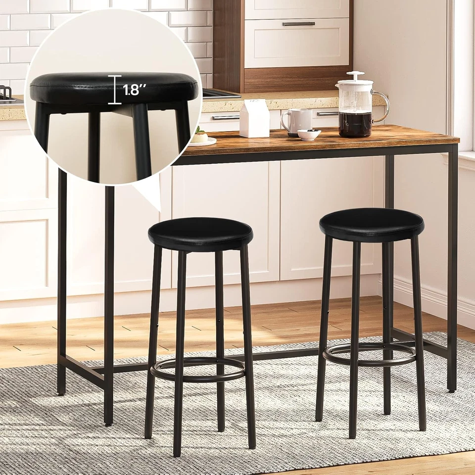 Juego de 2 taburetes de bar para isla de cocina sillas de bar tapizadas de PU Foto 4 de 4