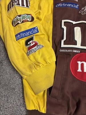 NASCAR M&Ms Racing Jacket Kids L Brown Yellow Chase Authentics