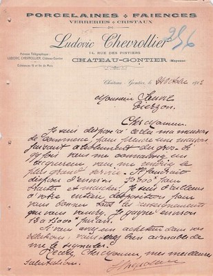 53 MAYENNE CHATEAU GONTIER, Steingut, CHEVROLLIER 1912 Fayence