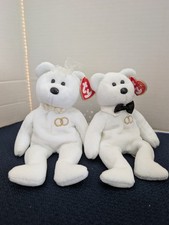 Lot of 2 Ty Beanie Babies Brand New w/Tags Mr and Mrs Bride Groom Bears