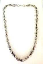 Unisex Stainless Steel Open Intertwined Oval link Chain Necklace 25 Inches Long