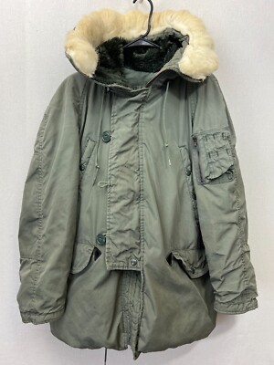 Vintage AIR FORCE Parka XS Green Extreme Cold Coat Faux Fur Flight