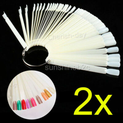 100 pcs Präsentations Stäbchen Nail Art Tips Übung Nagel Fächer Farblos Stäbchen