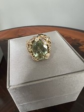 Christian Dior 18K Ring W/oval Beryl, Diamonds &saphires, Sz.5 1/4