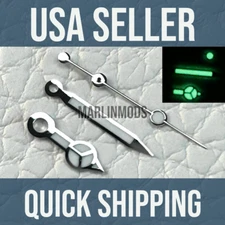 Polished Silver "Merc" Style Hands for NH35,NH36,7s26,7s36 MOD Parts Green Lume