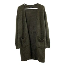 Talulu Aritzia Womens Long Line Cardigan Sweater XS Open Front Pockets Wool