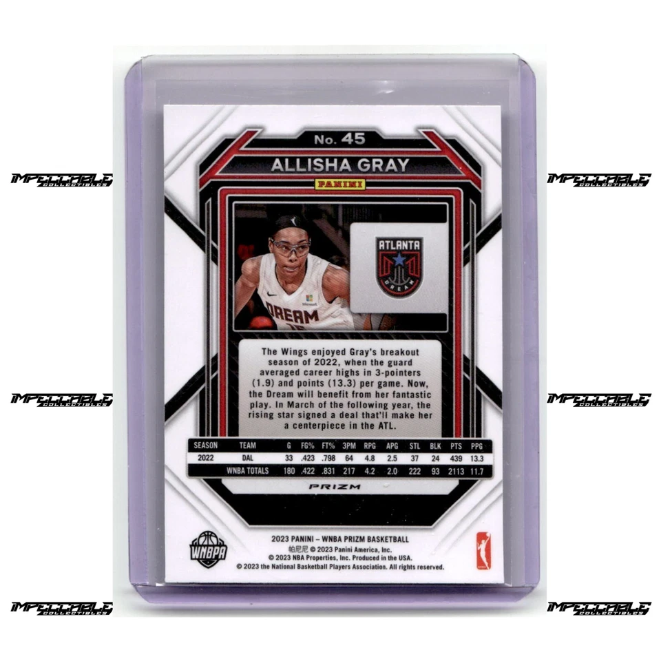 2023 Panini Prizm WNBA - Allisha Gray #45 Hyper Prizm SP - Image 2 of 2