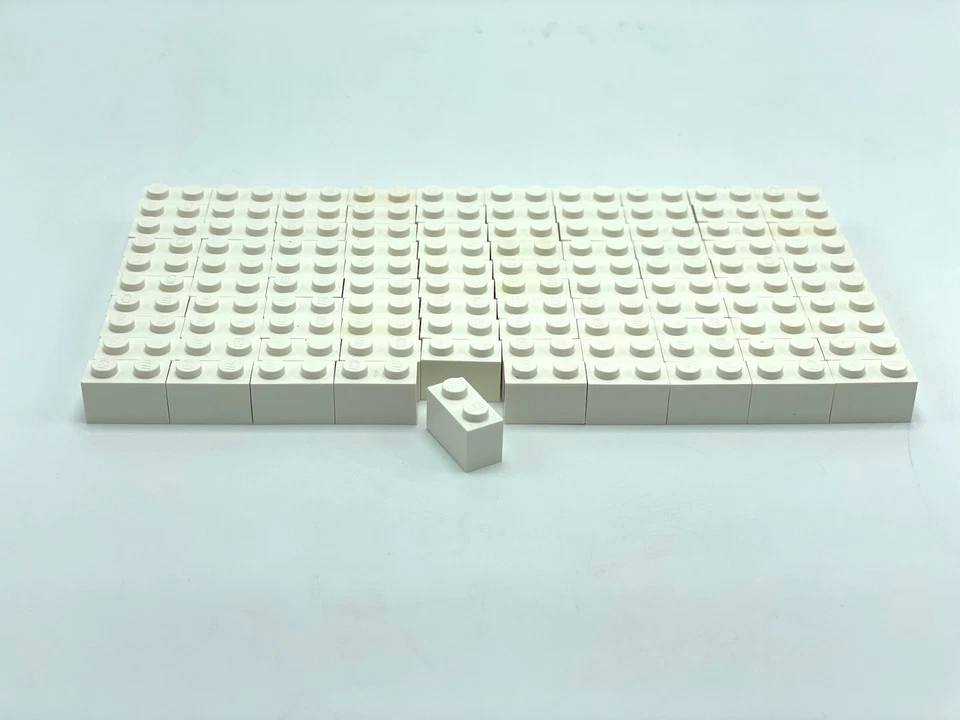 Lego 1x2 White New Bulk Lot Of 100 1x2 Brick Blocks Authentic 3004 - Image 3 of 4
