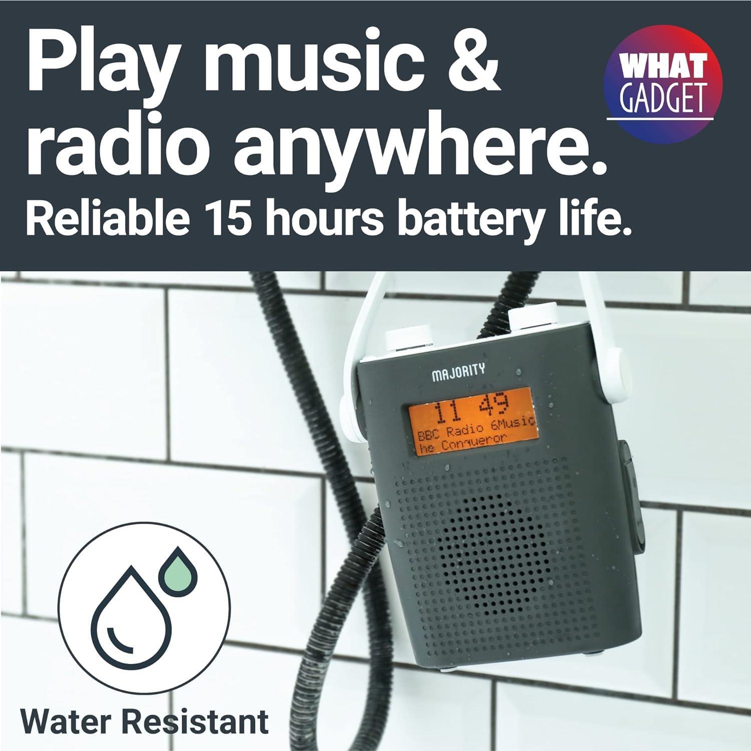 Waterproof DAB Radio with Bluetooth Portable IPX5 Shower DAB eBay