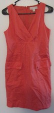 Michael Michael Kors Sleeveless Shift Dress V Neck Pockets Tangerine Womens Sz 2